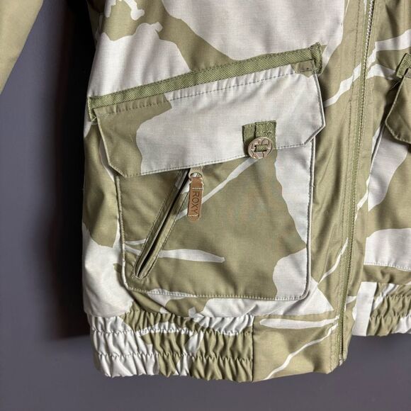 Roxy Women's Snow Ski Coat Winter Jacket Green Grey Floral Hooded Size Large - Picture 5 of 14